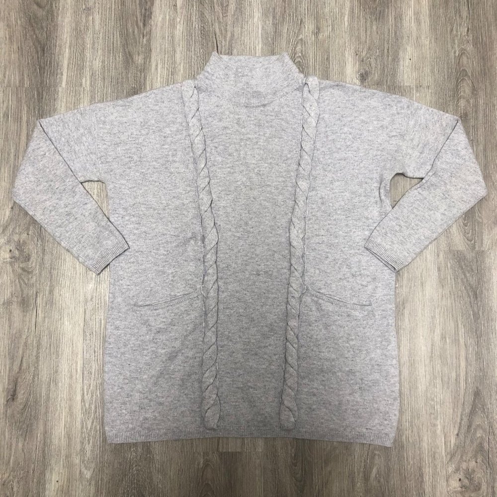 Brooks Brothers Turtleneck Sweater Yak Cashmere Wool Gray Size Large Cable Knit